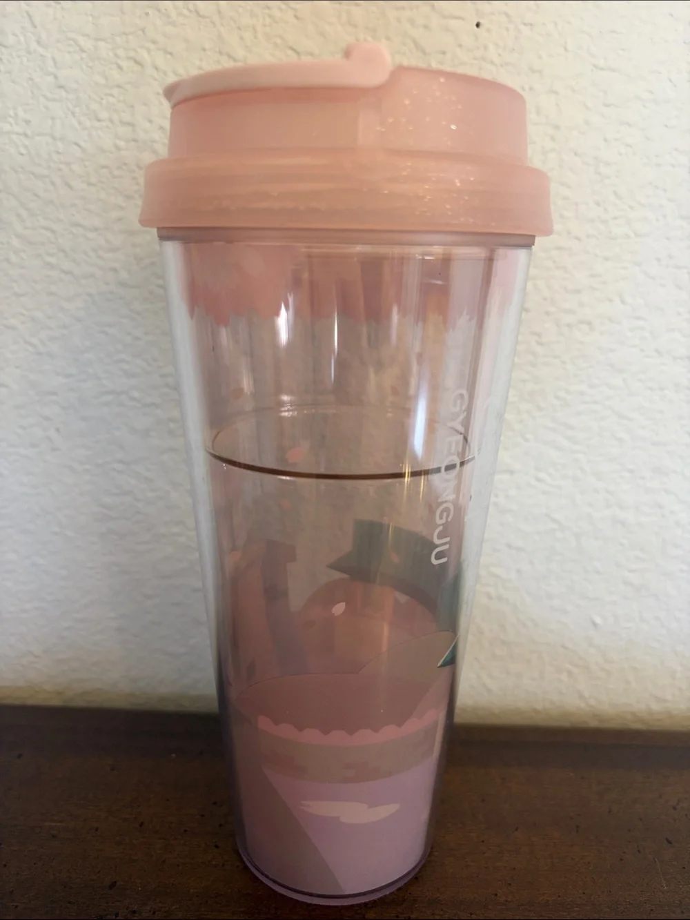 Starbucks Gyeongju South Korea Pink Plastic Travel Tumbler 16oz
